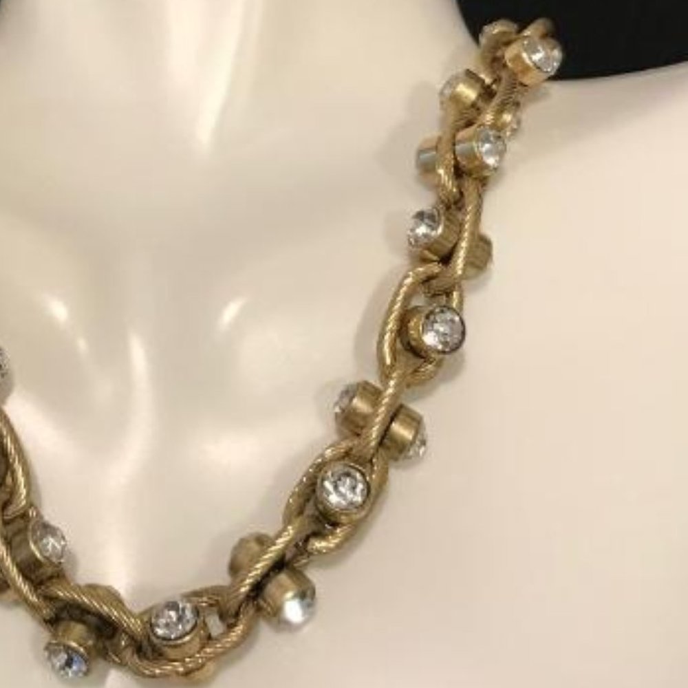 J. Crew Antique Gold-Tone & Rhinestone Necklace - Picture 4 of 8